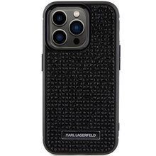 Заредете изображение във визуализатора на галерията – Karl Lagerfeld Rhinestone Logo Metal Plate case for iPhone 15 Pro - black
