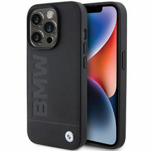 Заредете изображение във визуализатора на галерията – Original Case BMW Leather Hot Stamp BMHCP15LSLLBK for Iphone 15 Pro Black
