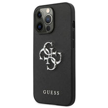 Заредете изображение във визуализатора на галерията – Guess GUHCP13XSA4GSBK iPhone 13 Pro Max 6,7" czarny/black hardcase Saffiano 4G Metal Logo

