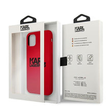 Заредете изображение във визуализатора на галерията – Original KARL LAGERFELD Case Silicone Stack Logo KLHCN61SLKLRE for Iphone 11/XR red
