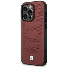 Заредете изображение във визуализатора на галерията – Case BMW BMHMP14X22RPSR iPhone 14 Pro Max 6.7" Burgundy/burgundy Leather Seats Pattern MagSafe
