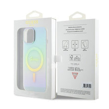 Заредете изображение във визуализатора на галерията – Original Case GUESS IML Iridescent Magsafe hardcase GUHMP15SHITSQ for Iphone 15 turquoise
