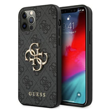 Заредете изображение във визуализатора на галерията – Guess GUHCP12M4GMGGR iPhone 12/12 Pro 6,1" szary/grey hardcase 4G Big Metal Logo
