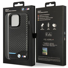 Заредете изображение във визуализатора на галерията – Case BMW BMHCP13L22NBCK iPhone 13 Pro / 13 6.1" black/black hardcase Leather Carbon

