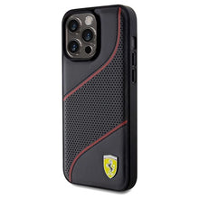 Заредете изображение във визуализатора на галерията – Ferrari Perforated Waves Metal Logo case for iPhone 15 Pro Max - black
