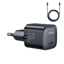 Заредете изображение във визуализатора на галерията – Mini USB C Charger 20W PD with USB C Cable - Lightning Joyroom JR-TCF02 | black
