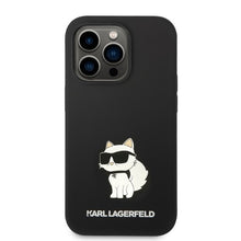 Заредете изображение във визуализатора на галерията – Original KARL LAGERFELD Case Silicone Choupette KLHCP14LSNCHBCK for Iphone 14 Pro black
