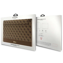 Заредете изображение във визуализатора на галерията – Original GUESS Laptop Sleeve 4G Stripe Metal Logo GUCS14PS4SGW 14 inches brown
