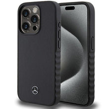 Заредете изображение във визуализатора на галерията – Mercedes Smooth Leather case for iPhone 15 Pro Max - black
