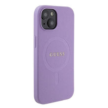 Заредете изображение във визуализатора на галерията – Guess Saffiano MagSafe case for iPhone 15 Plus - purple
