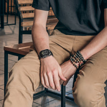 Заредете изображение във визуализатора на галерията – Kingxbar CYF136 2in1 Rugged Case for Apple Watch SE, 6, 5, 4 (44 mm) Stainless Steel with Strap Black
