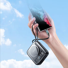 Заредете изображение във визуализатора на галерията – Joyroom induction power bank 10000mAh Icy Series 22.5W with built-in USB C cable black (JR-L006)
