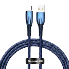 Заредете изображение във визуализатора на галерията – BASEUS cable USB A to Type C Power Delivery 100W Glimmer Series CADH000403 1m blue
