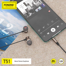 Заредете изображение във визуализатора на галерията – Foneng Earphones T51 with microphone grey
