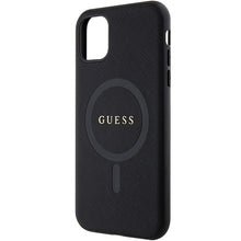 Заредете изображение във визуализатора на галерията – Original Case GUESS hardcase Saffiano MagSafe GUHMN61PSAHMCK for Iphone 11/ Xr black
