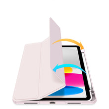 Заредете изображение във визуализатора на галерията – Dux Ducis Toby case for iPad 10.9'' 2022 (10 gen.) cover with stylus holder Apple Pencil smart cover stand pink

