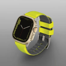 Заредете изображение във визуализатора на галерията – Uniq Linus Band Apple Watch Series 1/2/3/4/5/6/7/8/SE/SE2/Ultra 42/44/45/49mm Airosoft Silicone Lime Green/Lime Green
