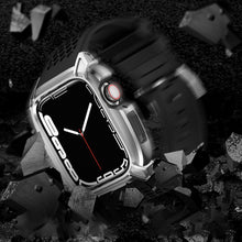 Заредете изображение във визуализатора на галерията – Kingxbar CYF148 2in1 Rugged Case for Apple Watch SE, 6, 5, 4 (44 mm) Stainless Steel with Strap Silver
