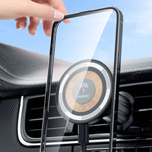 Заредете изображение във визуализатора на галерията – Magnetic holder with MagSafe inductive charger for 15W Dudao F12MAX ventilation grille - black
