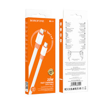 Заредете изображение във визуализатора на галерията – Borofone Cable BX89 Union - Type C to Lightning - PD 20W 1 metre white-orange
