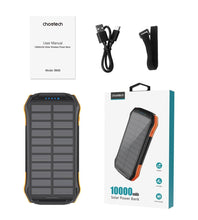 Заредете изображение във визуализатора на галерията – Choetech solar powerbank with inductive charging 10000mAh Qi 5W orange (B659)
