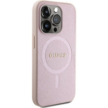 Заредете изображение във визуализатора на галерията – Original Case GUESS hardcase Saffiano MagSafe GUHMP15XPSAHMCP for Iphone 15 Pro Max pink
