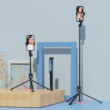 Заредете изображение във визуализатора на галерията – Selfie Stick - with detachable bluetooth remote control and tripod - P81 1,6 metres BLACK
