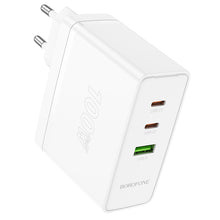 Заредете изображение във визуализатора на галерията – Borofone Wall charger BN11 Imperial - USB + 2xType C - QC 3.0 PD 100W white
