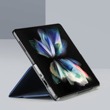 Заредете изображение във визуализатора на галерията – Dux Ducis Bril case for Samsung Galaxy Z Fold 3 flip cover card wallet stand blue
