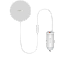 Заредете изображение във визуализатора на галерията – Baseus wireless car charger with MagSafe 15W holder for air vent + USB-A 25W white (CW01)

