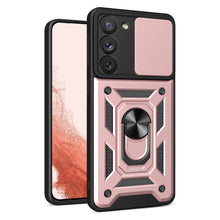 Заредете изображение във визуализатора на галерията – Hybrid Armor Camshield case for Samsung Galaxy S23+ armored case with camera cover pink
