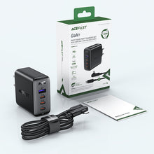 Заредете изображение във визуализатора на галерията – Acefast fast charger GaN 3xUSB-C/1xUSB-A 100W black + angled cable USB-C - USB-C 100W 2m black
