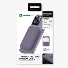 Заредете изображение във визуализатора на галерията – Amazing Thing Power bank Thunder Pro 5000mAh TPM5KPU - Type C - magnetic with induction charger purple
