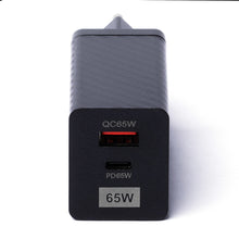 Заредете изображение във визуализатора на галерията – Wozinsky 65W GaN charger with USB ports, USB C supports QC 3.0 PD black (WWCG01)
