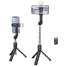 Заредете изображение във визуализатора на галерията – HOCO selfie stick tripod with bluetooth remote control Aluminium Gimbal K15 black
