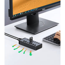 Заредете изображение във визуализатора на галерията – Ugreen multifunctional HUB 7in1 USB Type C - 7x USB Type A 3.0 PD DC 12V gray (CM481)
