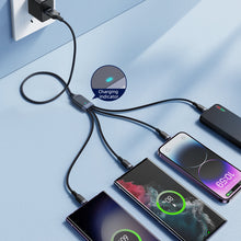 Заредете изображение във визуализатора на галерията – USB cable 4in1 USB-A - 2 x USB-C / Lightning / Micro for charging and data transmission 1.2m Joyroom S-1T4018A18 - black
