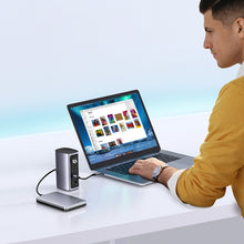 Заредете изображение във визуализатора на галерията – Ugreen Multifunction HUB 12in1 USB C USB HDMI DP RJ45 AUX SD TF gray (CM555)
