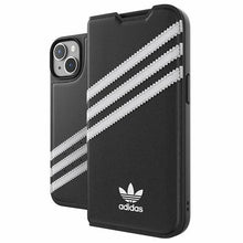 Заредете изображение във визуализатора на галерията – Adidas OR Booklet Case PU iPhone 14 6.1" black/black white 50195
