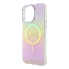 Заредете изображение във визуализатора на галерията – Original Case GUESS IML Iridescent Magsafe hardcase GUHMP15XHITSP for Iphone 15 Pro Max pink
