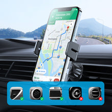 Заредете изображение във визуализатора на галерията – Joyroom Qi wireless 15W automatic car charger electric phone holder (dashboard and air vent) black (JR-ZS219)
