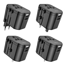 Заредете изображение във визуализатора на галерията – Borofone Travel charger adapter BAC1 - 2xUSB, USA, UK, EU, AU black
