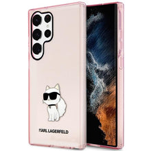 Заредете изображение във визуализатора на галерията – Karl Lagerfeld KLHCS23LHNCHTCP S23 Ultra S918 pink/pink hardcase Ikonik Choupette
