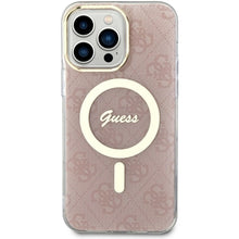 Заредете изображение във визуализатора на галерията – Original Case GUESS hardcase 4G MagSafe GUHMP14XH4STP for Iphone 14 Pro Max pink

