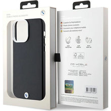 Заредете изображение във визуализатора на галерията – BMW Signature Wrapped Metal MagSafe case for iPhone 15 Pro Max - black
