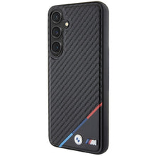 Заредете изображение във визуализатора на галерията – Original Case BMW hardcase Carbon Tricolor Line MagSafe BMHMS24S23PUDTK for Samsung Galaxy S24 Black
