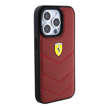 Заредете изображение във визуализатора на галерията – Original FERRARI hardcase Leather Stitched Lines FEHCP15LRDUR do Iphone 15 Pro Red
