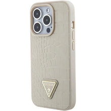 Заредете изображение във визуализатора на галерията – Guess Croco Triangle Logo case for iPhone 15 Pro - gold
