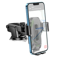 Заредете изображение във визуализатора на галерията – HOCO car phone holder on center console / window with wirelles charging 15W Wise HW3 black
