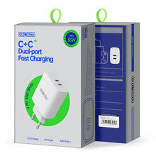 Заредете изображение във визуализатора на галерията – Dux Ducis Duzzona wall charger T4 - 2xType C - PD 35W white
